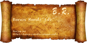 Bencs Renátó névjegykártya